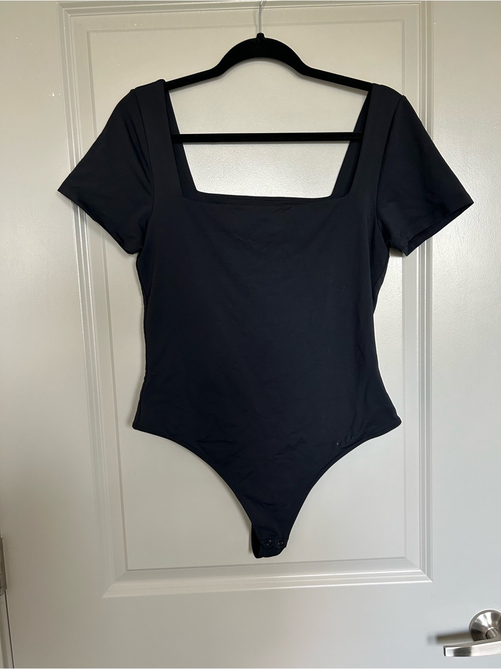 Aritzia Contour Black Square-Neck Short Sleeve Bodysuit